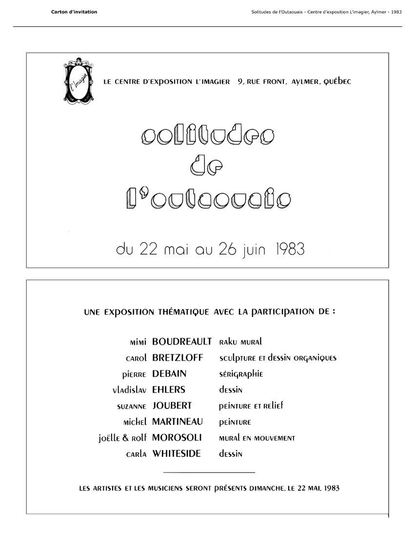 1983 — Centre d’exposition L’Imagier — Solitudes