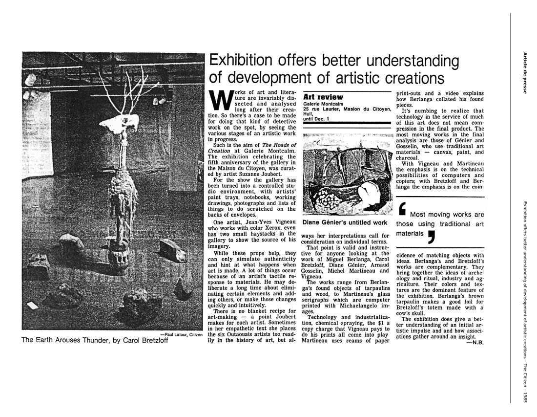 1985 — The Citizen — Exhibition offers better understanding of development of artistic creations