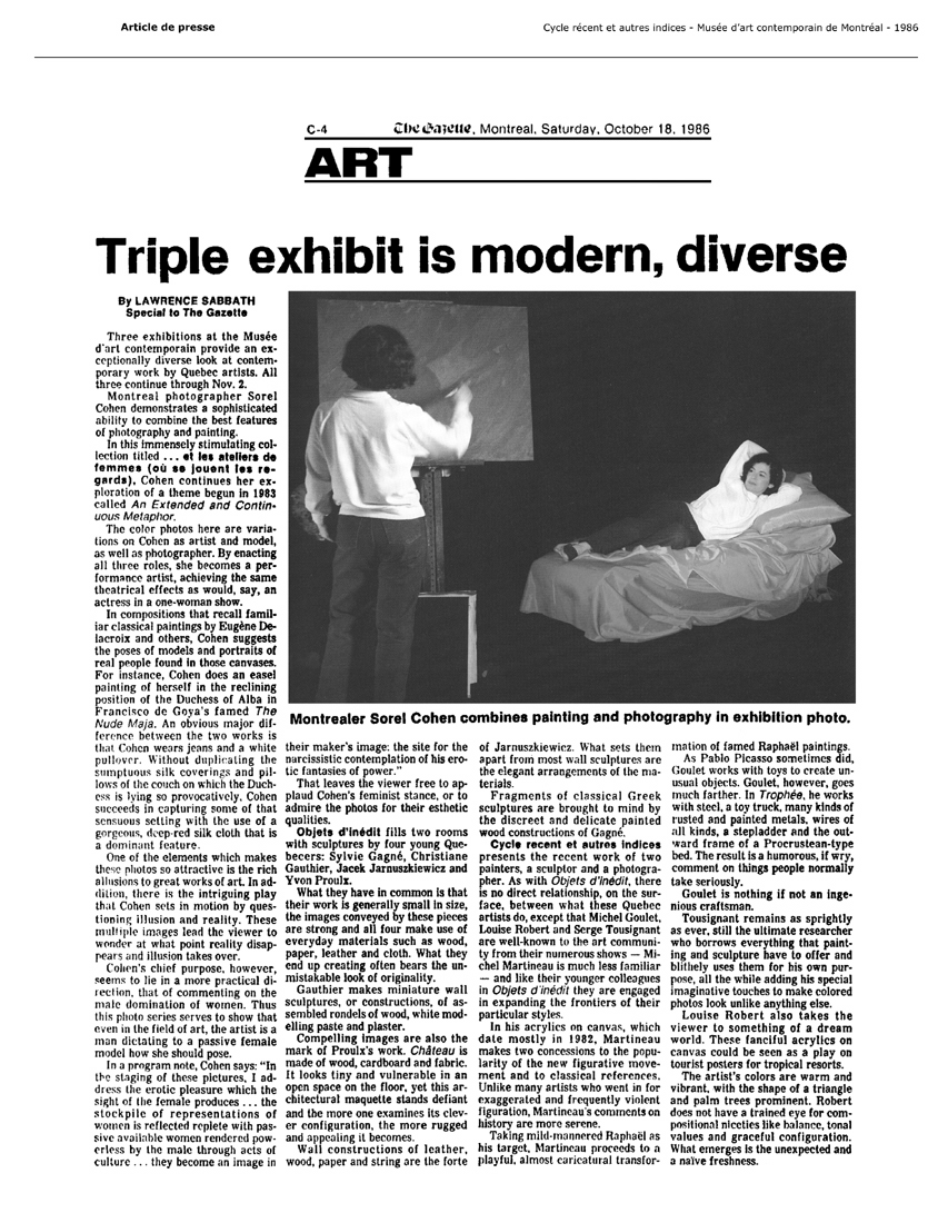 1986 — The Gazette — Triple exhibit is modern, diverse